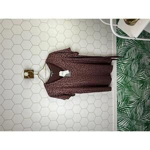 Wit & Wisdom Burgundy Shine Leopard Side Tie Top - Size - Small - NWT